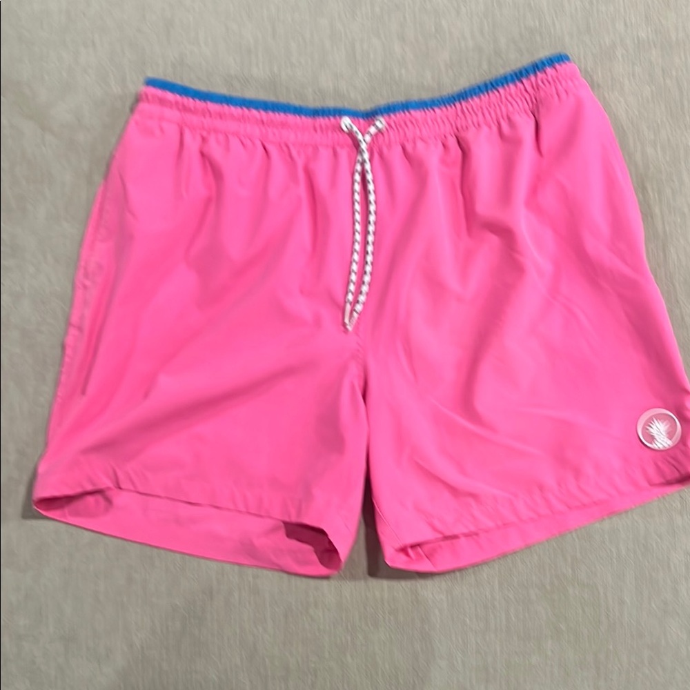 Chubbies Pink Swim Trunks with Blue Trim 5.5 inseam